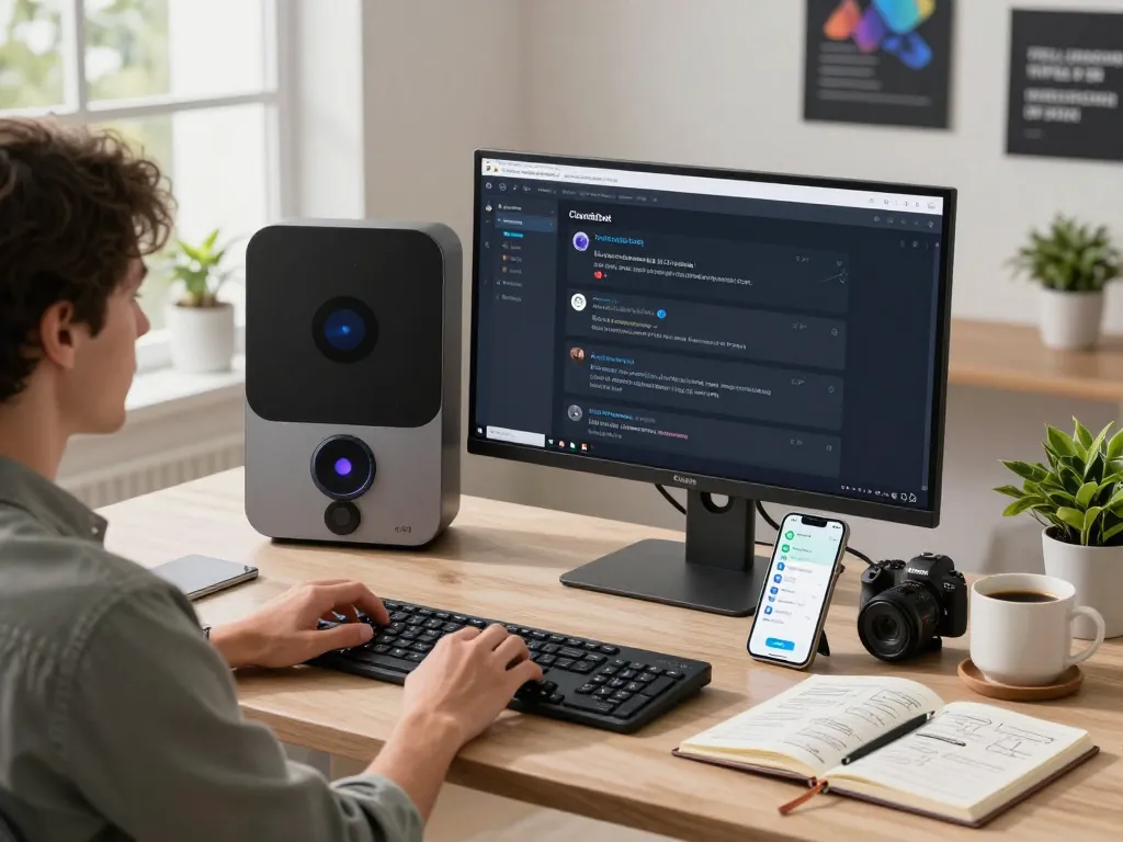 Efficient workspace featuring mac mini and Clawdbot AI assistant in action