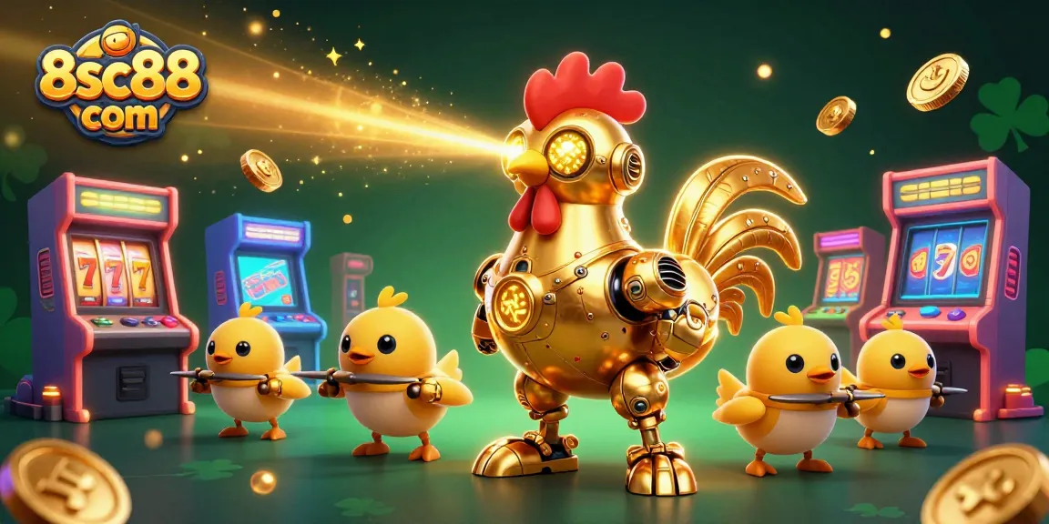 Bet on exciting games at 8sc88 com with colorful arcade machines and dynamic casino-themed characters.